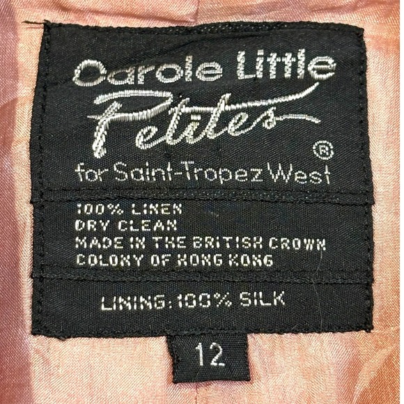 Carole Little Petites Linen Blazer Silk Lined Career Jacket‎ Pink Women Size 12 - Picture 7 of 7